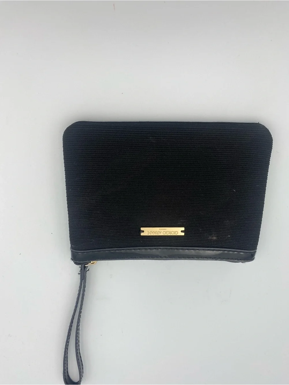 Giorgio Armani Black Toiletry Pouch with Gold Plaque